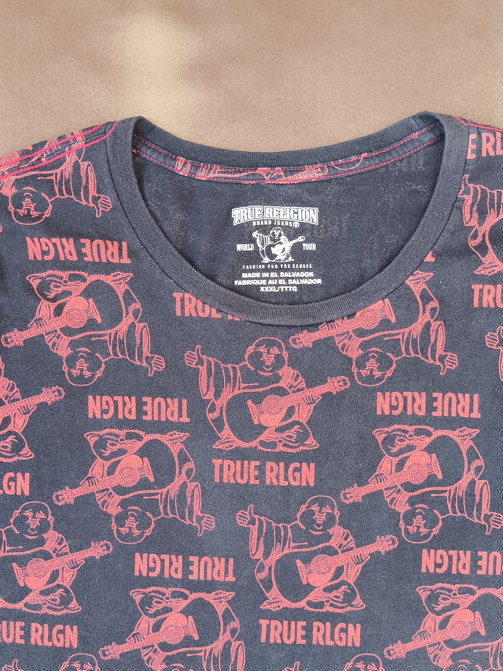 True Religion Men’s AOP Graphic Tee Black Size 3XL